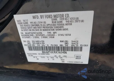 2018 Ford Ecosport Se from USA, damaged, VIN MAJ6P1UL9JC165406